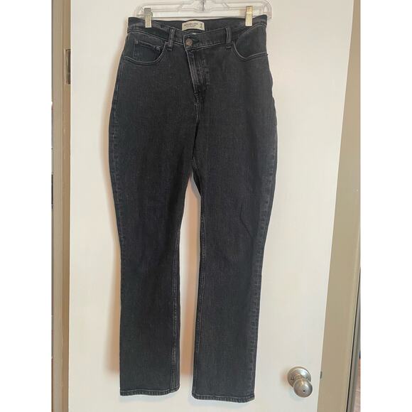 Abercrombie & Fitch The 90s Slim Straight Ultra High Rise Curve Love 8s black - Picture 1 of 3